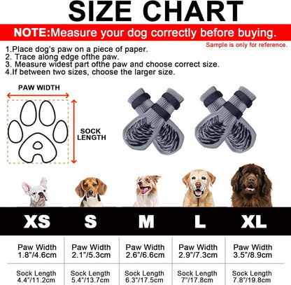 HCPET - Anti-slip dog socks with dual straps ideal paw protection on hardwood floors and pavements (Grey).