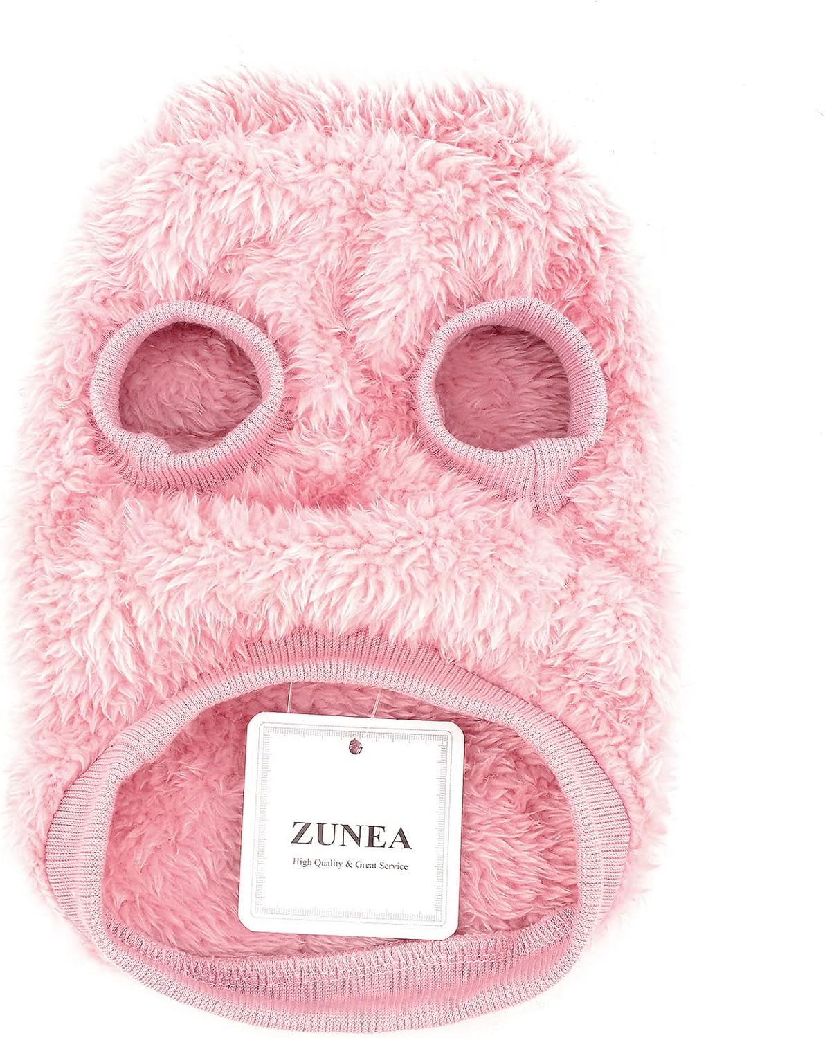 Cozy fleece dog sweater with D-ring - warm winter wear for small breeds & cats (Pink)