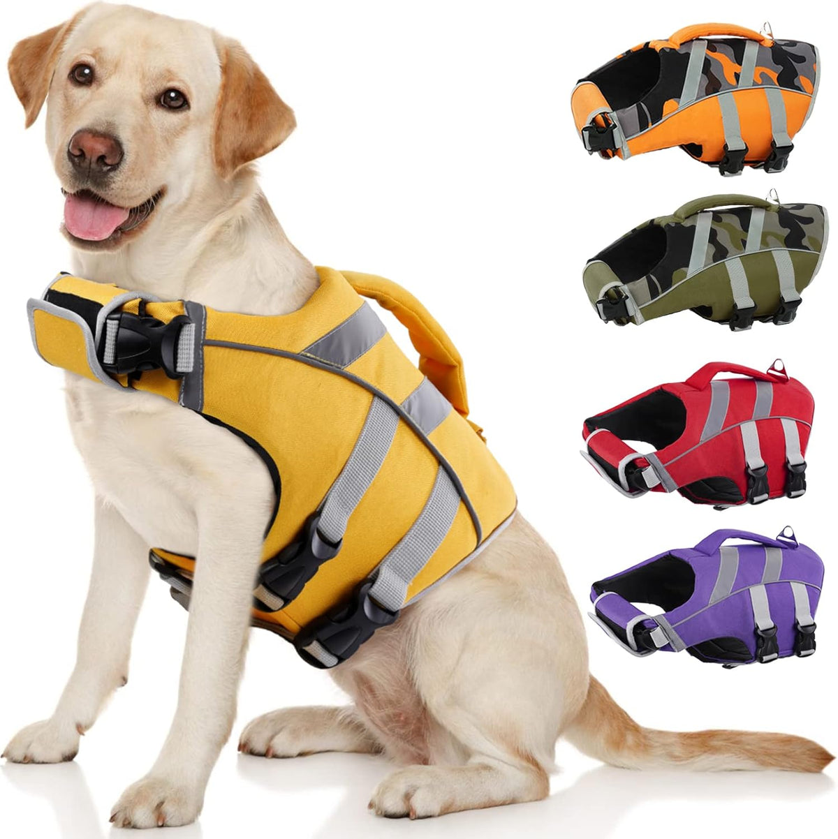 Kuoser - Dog Life Jacket with Reflective Stripes (Yellow)