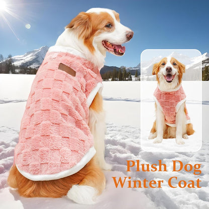 Generic - Plush dog winter coat—warm, cozy vest for medium to large dogs and cats in cold weather (Pink).