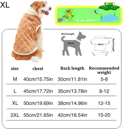 Generic - Plush dog winter coat—warm, cozy vest for medium to large dogs and cats in cold weather (Brown).