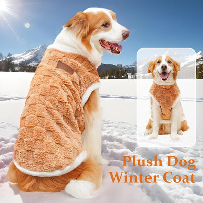Generic - Plush dog winter coat—warm, cozy vest for medium to large dogs and cats in cold weather (Brown).