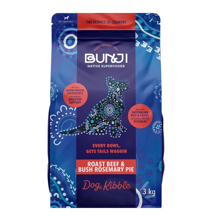 Bunji Native Superfoods - Roast Beef & Bush Rosemary Pie Kibble 3kg
