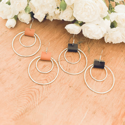 Beautiful Leather Hoop Earrings- Gold or Silver