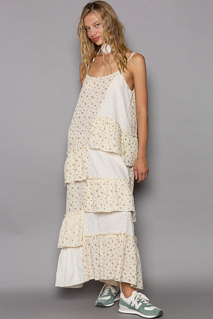 Butter cream Maxi Layered Dress
