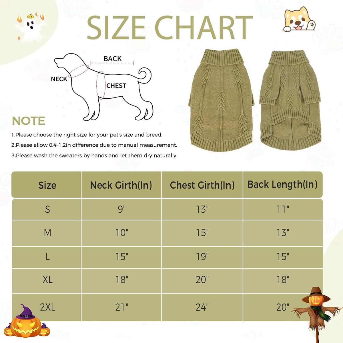 Cozy knitted winter sweater for small to large pets (Grass Green)