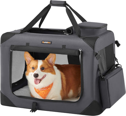 Feandrea - Portable & Collapsible Soft Travel Crate for Dogs, Cats and Rabbits - Black