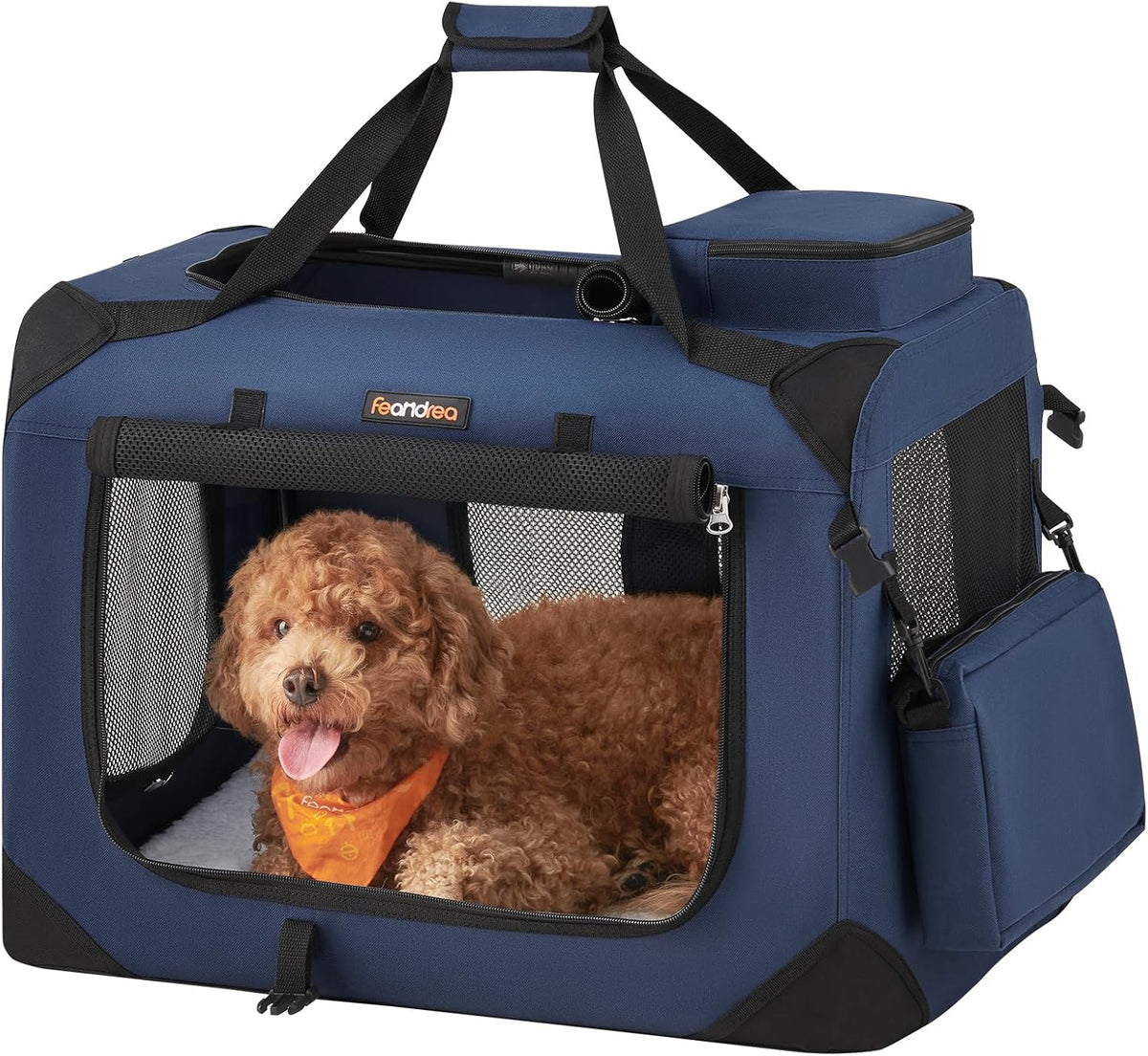 Feandrea - Portable & Collapsible Soft Travel Crate for Dogs, Cats and Rabbits - Black