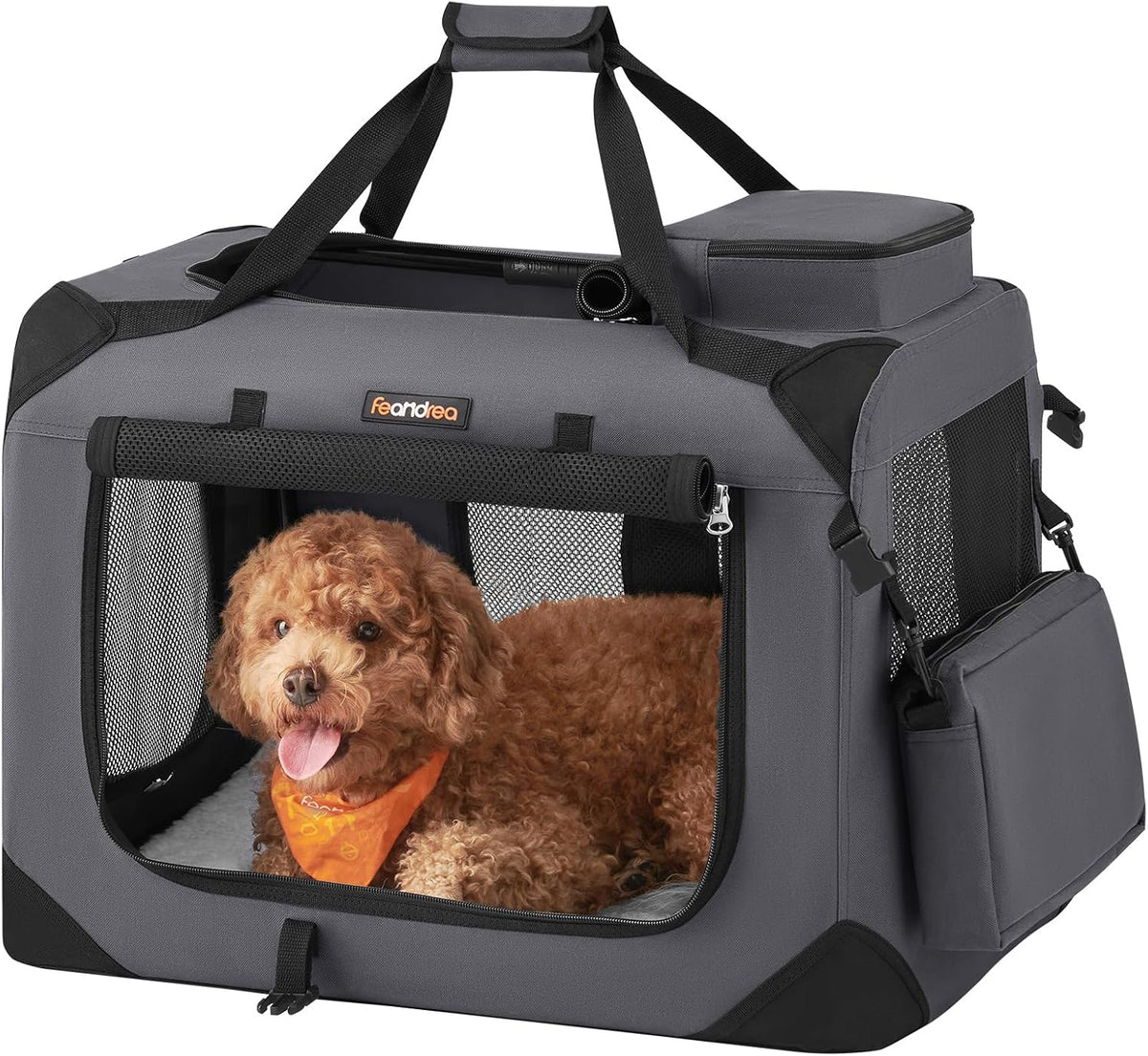 Feandrea - Portable & Collapsible Soft Travel Crate for Dogs, Cats and Rabbits - Black