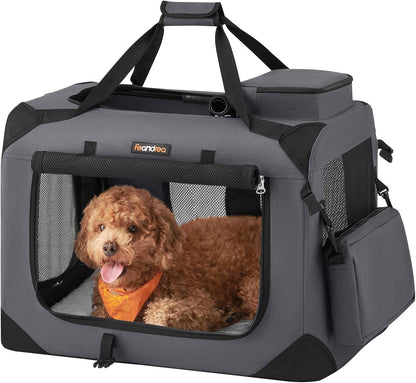 Feandrea - Portable & Collapsible Soft Travel Crate for Dogs, Cats and Rabbits - Black