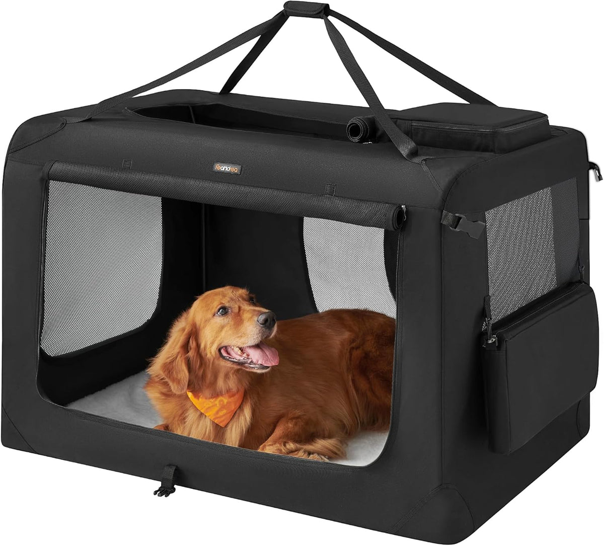 Feandrea - Portable & Collapsible Soft Travel Crate for Dogs, Cats and Rabbits - Black