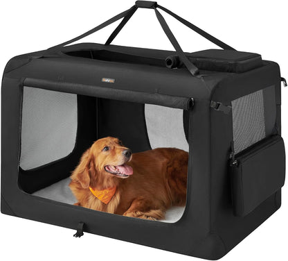 Feandrea - Portable & Collapsible Soft Travel Crate for Dogs, Cats and Rabbits - Black