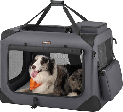 Feandrea - Portable & Collapsible Soft Travel Crate for Dogs, Cats and Rabbits - Black
