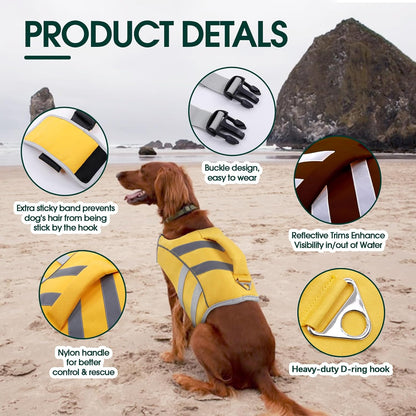 Kuoser - Dog Life Jacket with Reflective Stripes (Yellow)