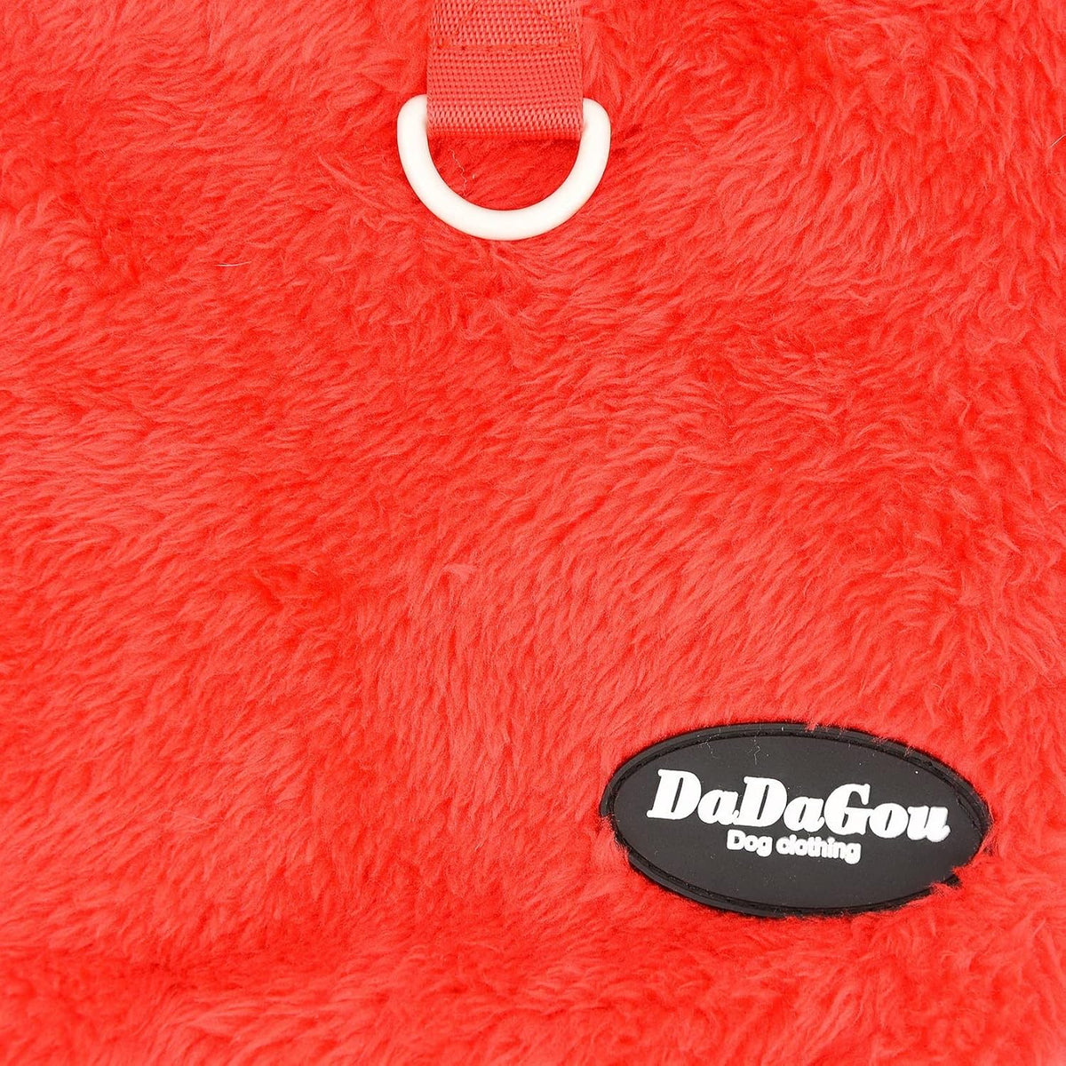 Cozy fleece dog sweater with D-ring - warm winter wear for small breeds & cats (Red)