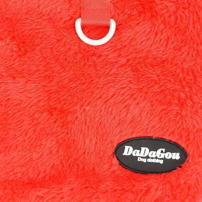 Cozy fleece dog sweater with D-ring - warm winter wear for small breeds & cats (Red)