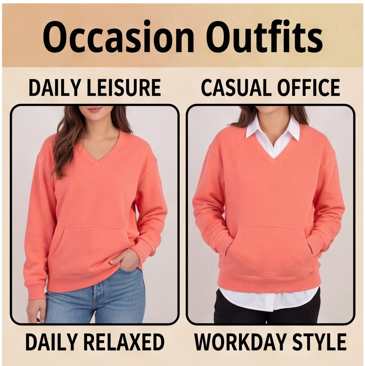 Cozy V-Neck Fleece Sweatshirt – Soft, Relaxed & Everyday Comfortable