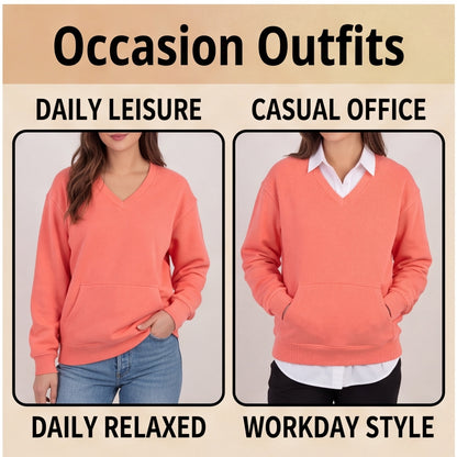 Cozy V-Neck Fleece Sweatshirt – Soft, Relaxed & Everyday Comfortable