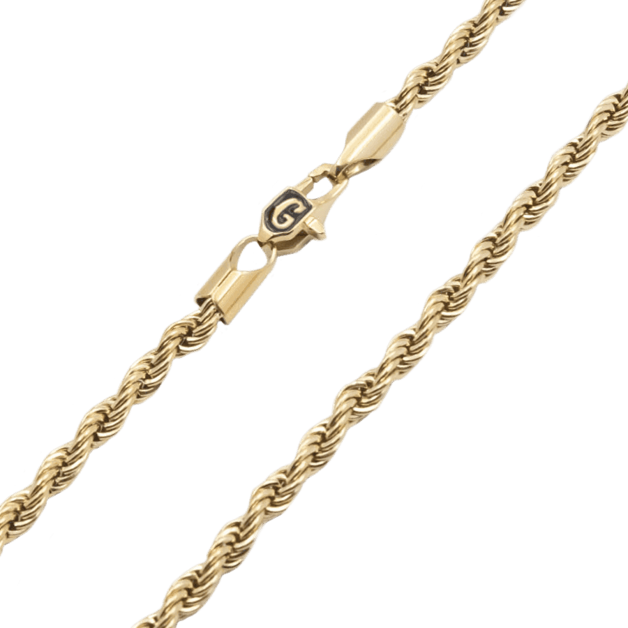 4mm Rope Chain in Yellow Gold