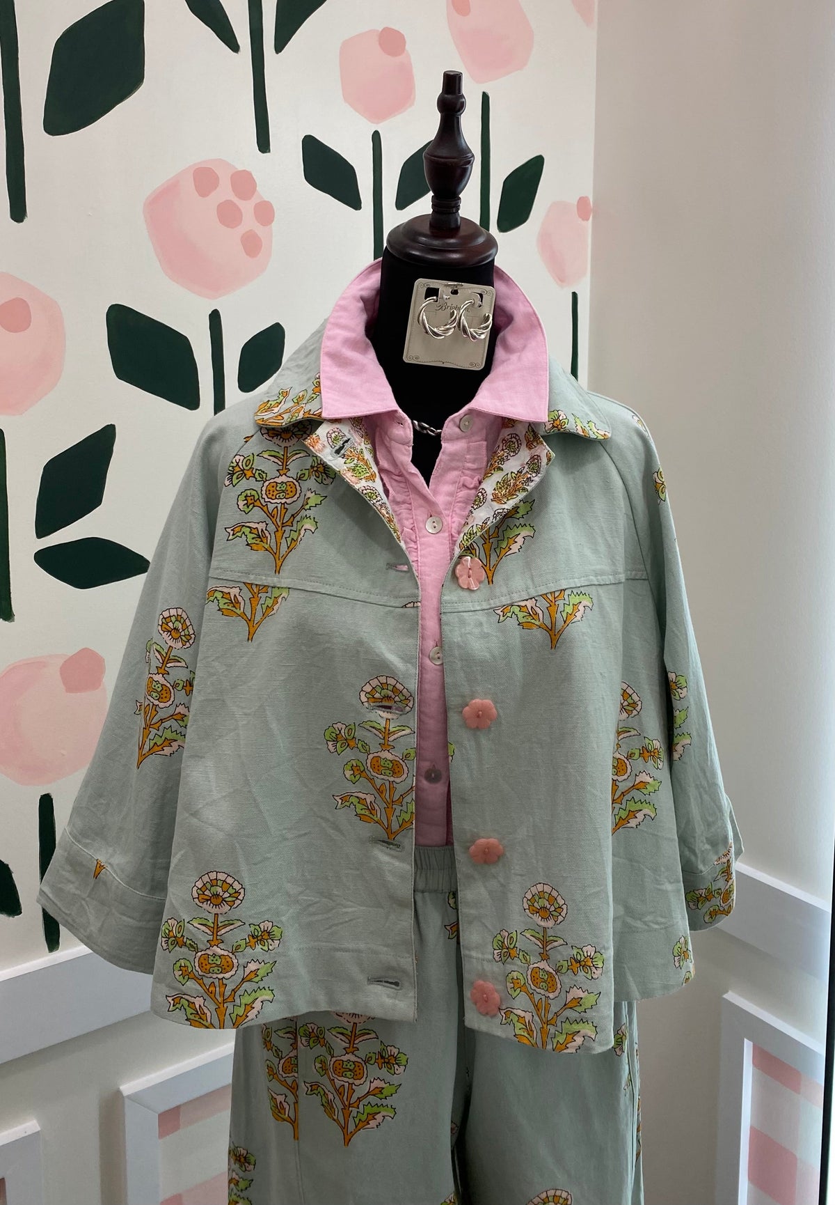 Aqua print swing jacket