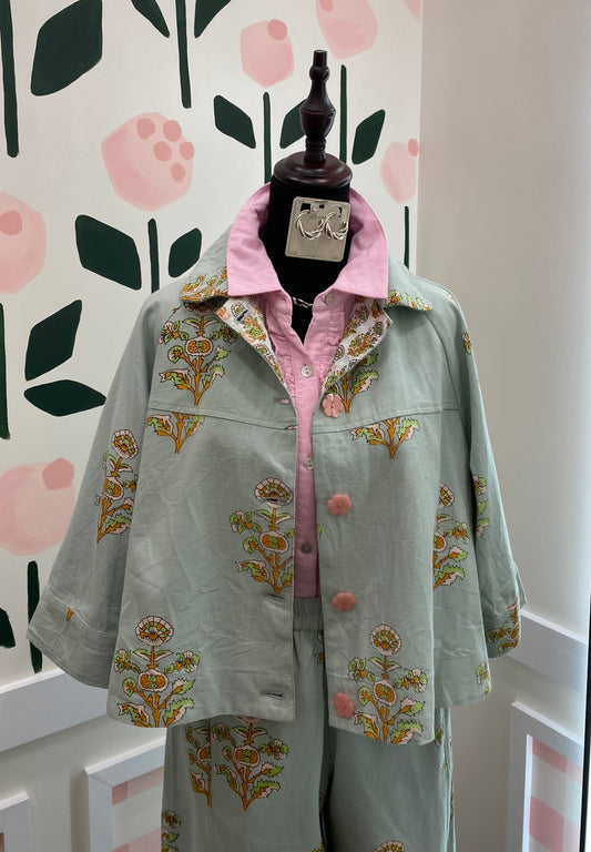 Aqua print swing jacket