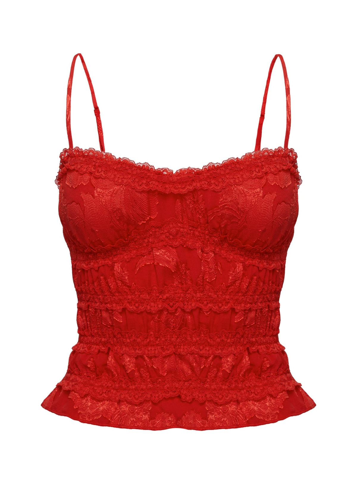 Angelie Jacquard Ruched Top Red