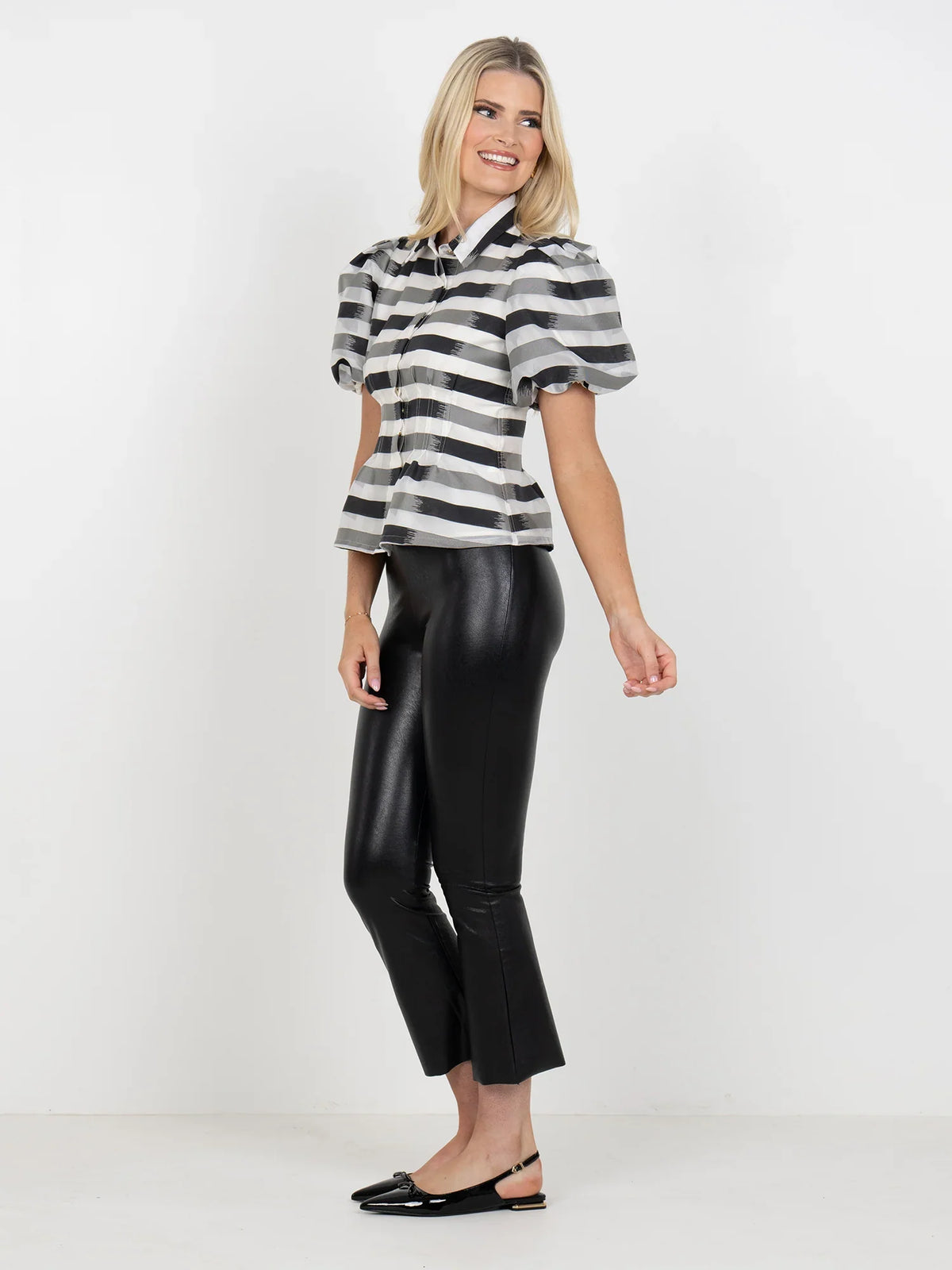 Britt top- Truffle Stripe