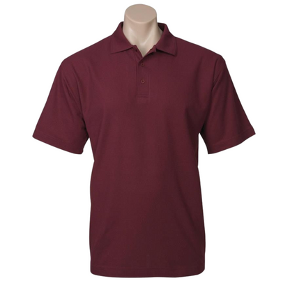 10x Mens Plain Short Sleeve Polo Shirt Bulk Pack - Burgundy (Pique Knit UPF Casual T-Shirt)