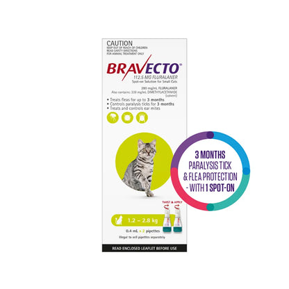 Bravecto - Spot On For Small Cats (1.2 - 2.8 kg) Light Green