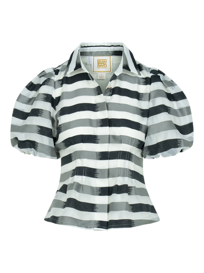 Britt top- Truffle Stripe