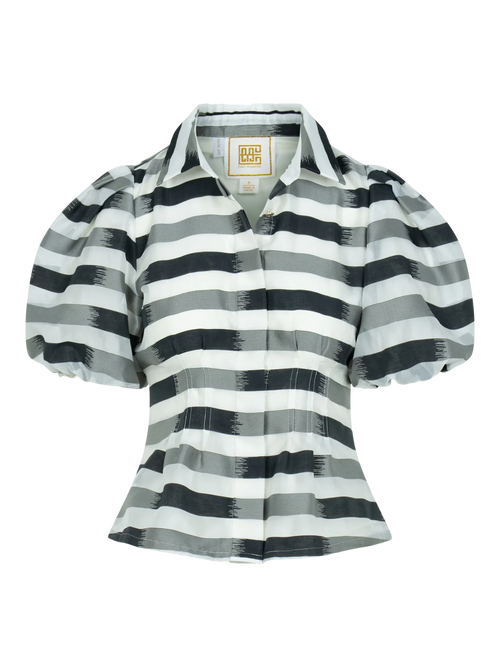 Britt top- Truffle Stripe