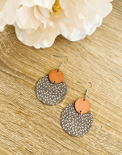 Beautiful Icy Blue/Gray Wood and Cork Earrings