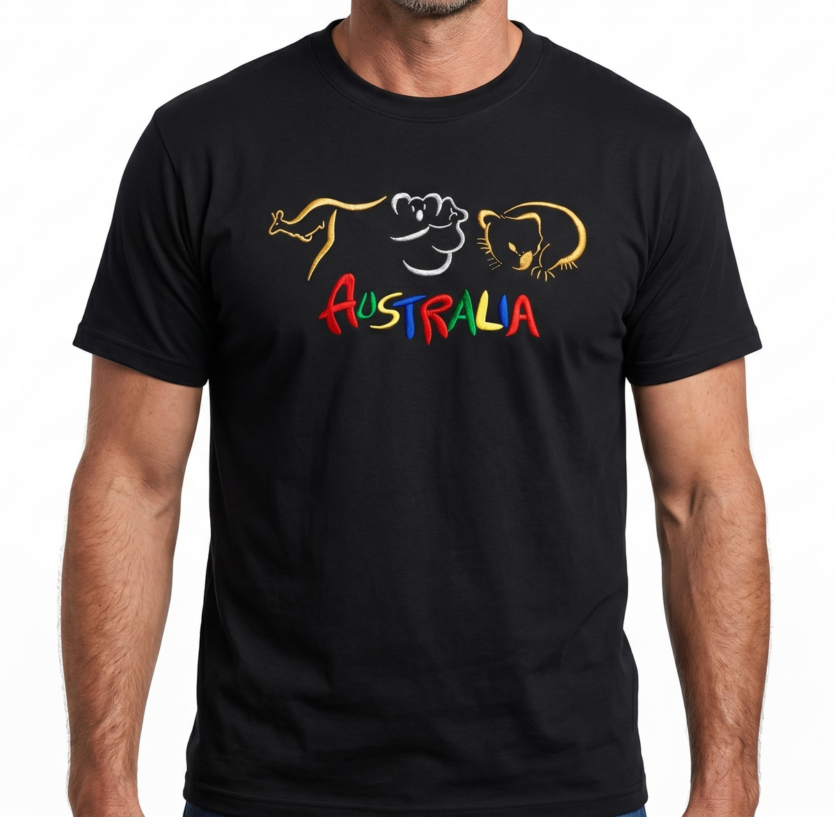 10x Adult Kangaroo/Koala/Wombat Australian Animals T-Shirt Bulk Pack - Black (100% Cotton Souvenir Gift Tee Top)