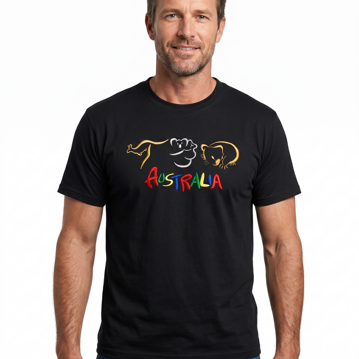 10x Adult Kangaroo/Koala/Wombat Australian Animals T-Shirt Bulk Pack - Black (100% Cotton Souvenir Gift Tee Top)