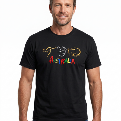 10x Adult Kangaroo/Koala/Wombat Australian Animals T-Shirt Bulk Pack - Black (100% Cotton Souvenir Gift Tee Top)