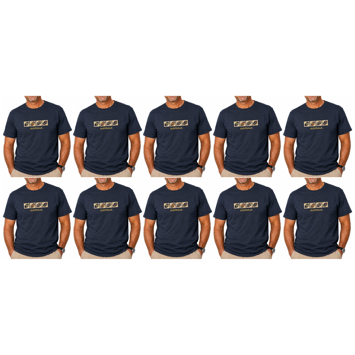 10X Adult Australia Wildlife T Shirt Bulk Pack Navy Blue 100 Cotton Souvenir Gift Top