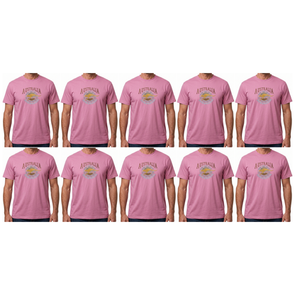 10X Adult Kangaroo Down Under Australia T Shirt Bulk Pack Pink 100 Cotton Souvenir Gift Tee Top