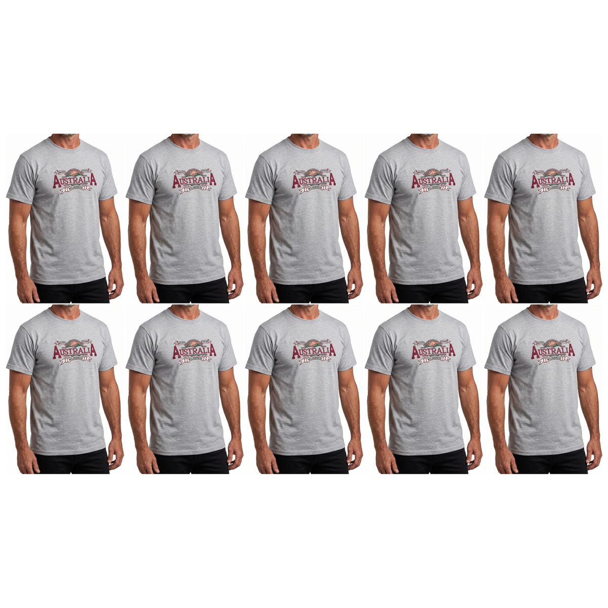 10X Adult Australian Wilderness Souvenir T Shirt Bulk Pack Grey 100 Cotton Tee Top