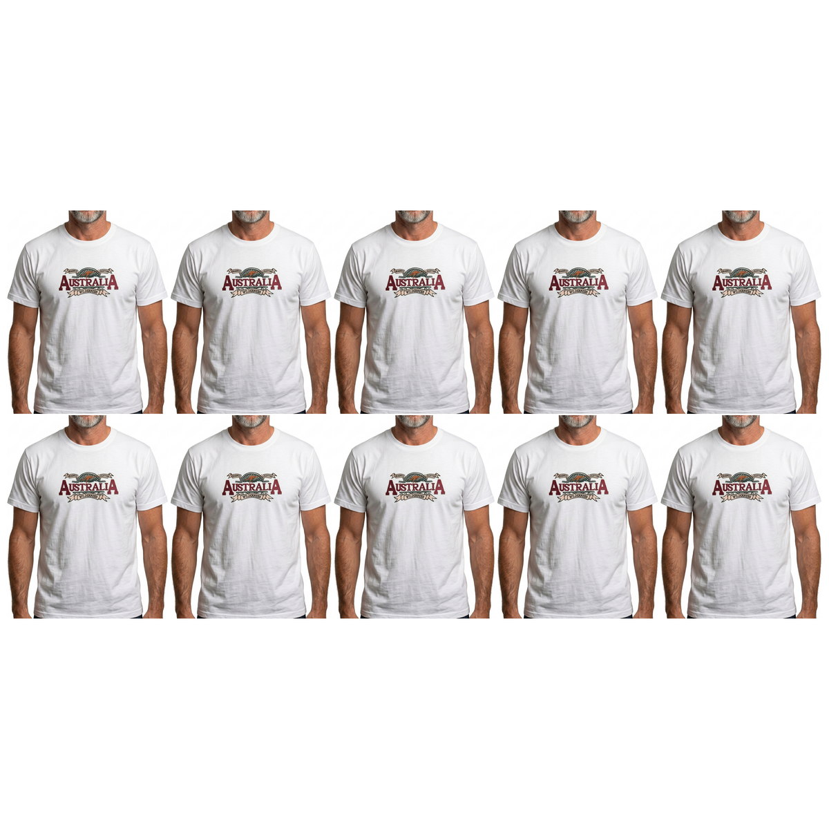 10X Adult Australian Wilderness Souvenir T Shirt Bulk Pack White 100 Cotton Tee Top