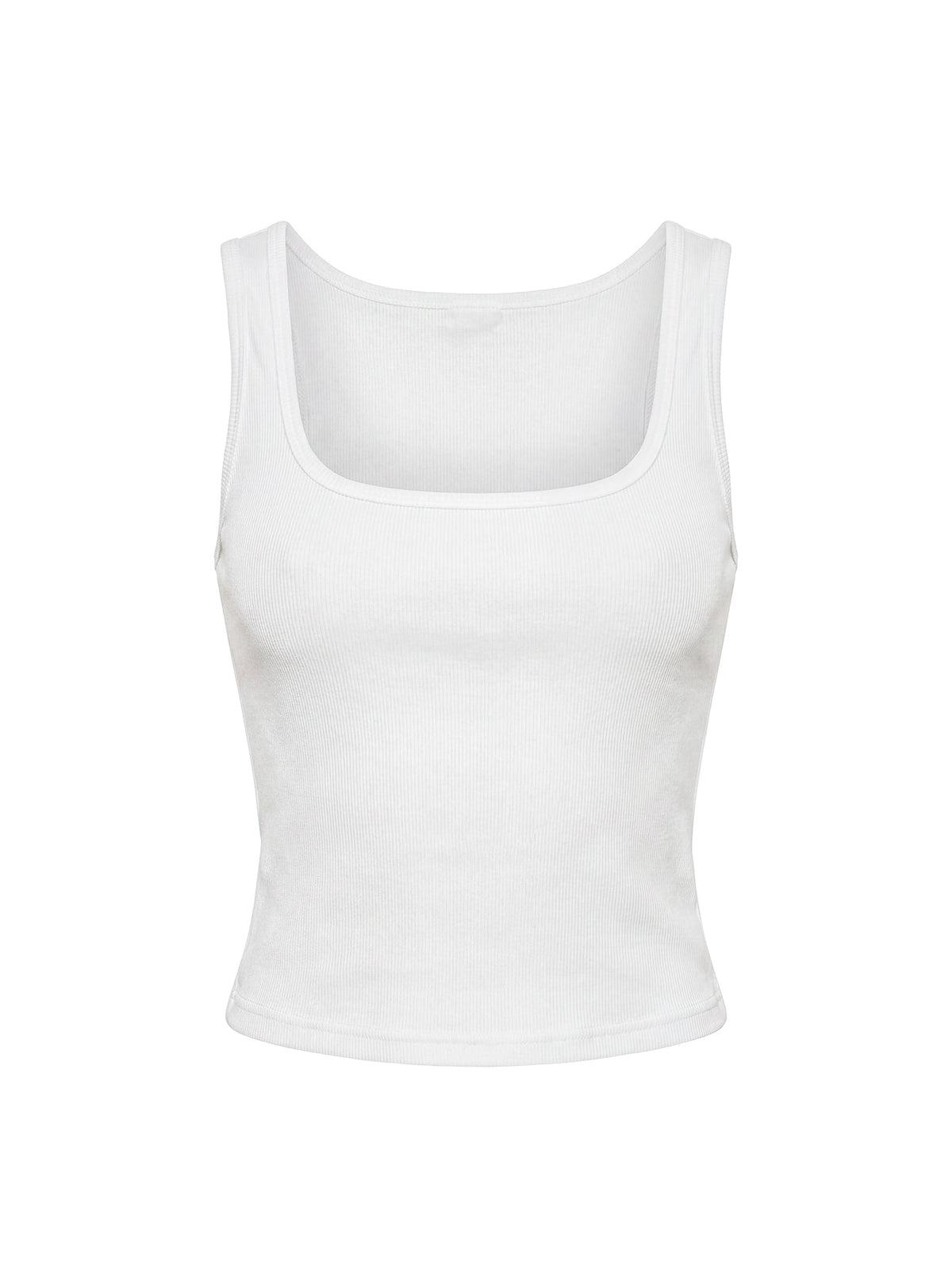 Baseline Square Neck Rib Tank Top White
