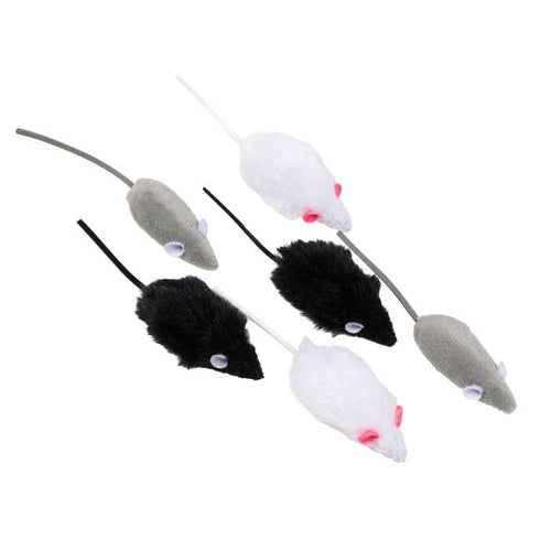 Happy Tails - Rattling Mice Cat Toys - 6 Pack