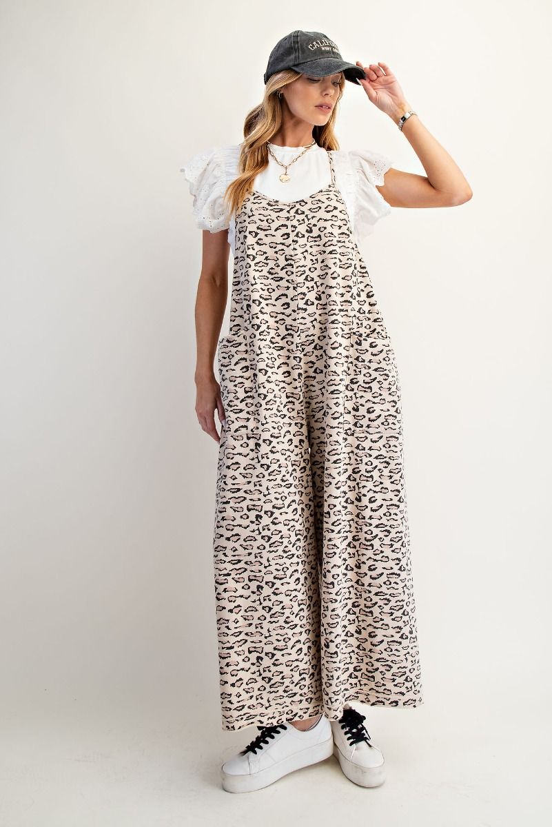 Animal Print terry knit overall
