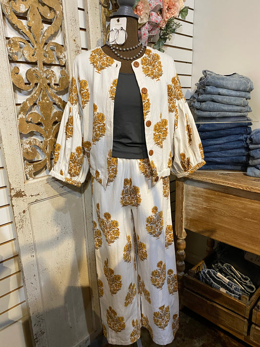 Block Print Pant-Ivory