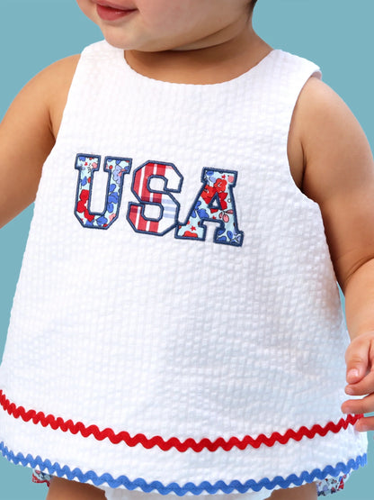 Baby Girls USA Freedom Floral Swing Top and Bloomer Set
