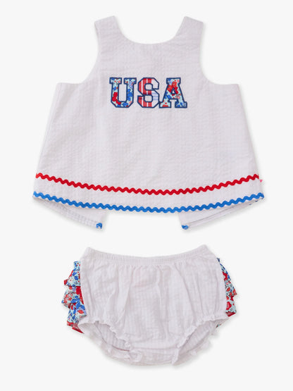 Baby Girls USA Freedom Floral Swing Top and Bloomer Set