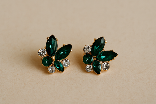 Beautiful Green Crystal Statement Earrings