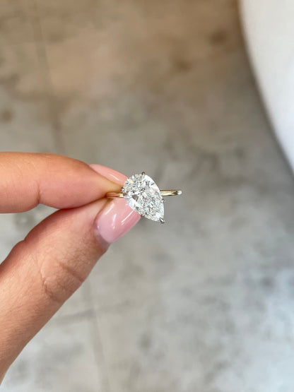 3.01 Pear Lab Diamond in Slanted Whisper Thin® Hidden Halo