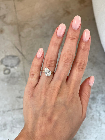 3.01 Pear Lab Diamond in Slanted Whisper Thin® Hidden Halo