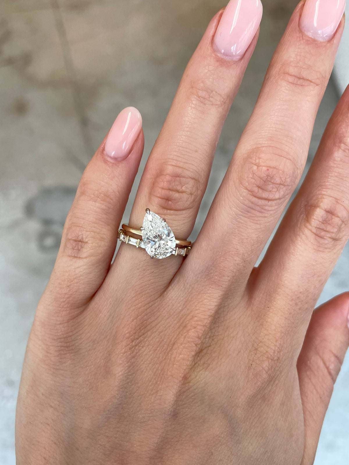 3.01 Pear Lab Diamond in Slanted Whisper Thin® Hidden Halo