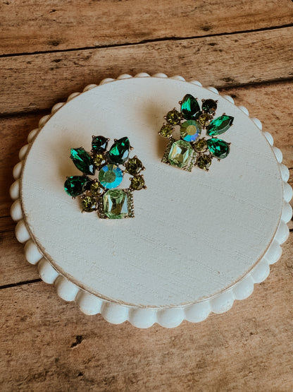 Beautiful Green Crystal Statement Earrings